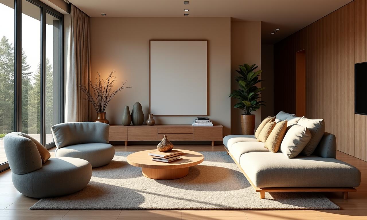Vakkert designet stue med møbler fra Hekk Decor